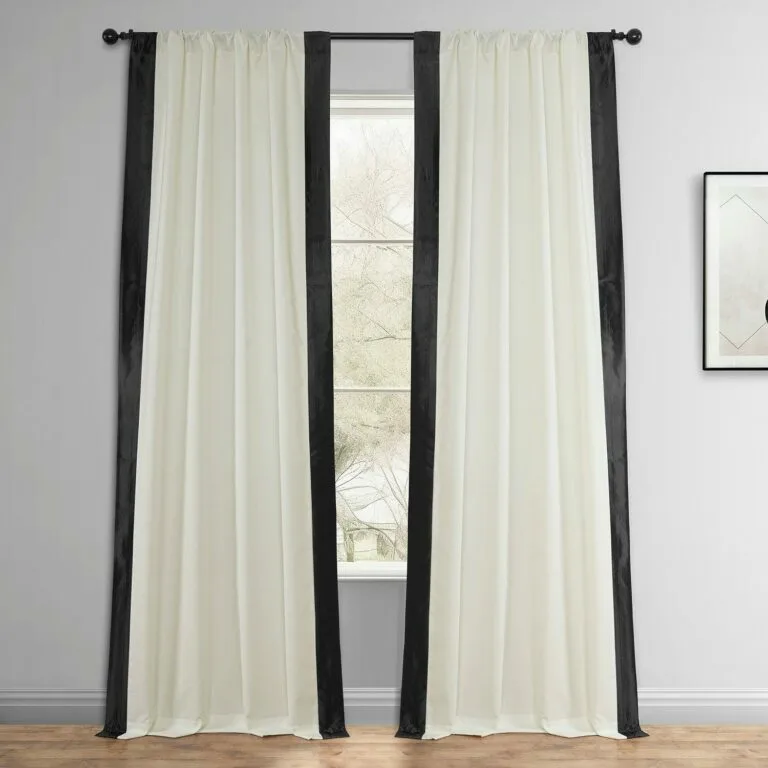 Off-White & Jet Black Fresh Pop Dobby Linen Light Filtering Curtain