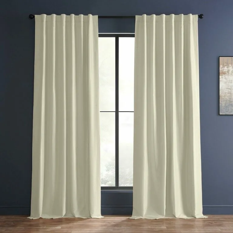 Off White Vintage Textured Faux Dupioni Silk Blackout Curtain