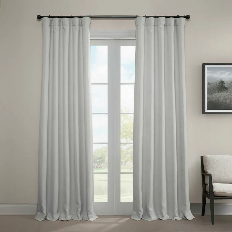 Oyster Textured Faux Linen Room Darkening Curtain