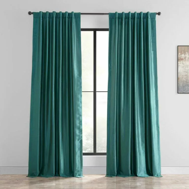 Peacock Vintage Textured Faux Dupioni Silk Curtain