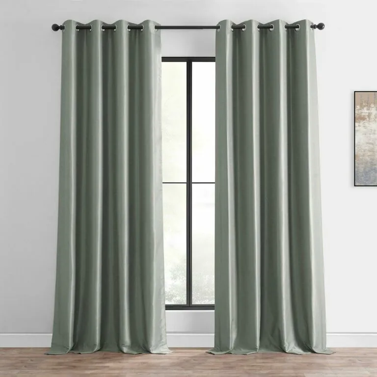 Silver Grommet Vintage Textured Faux Dupioni Silk Blackout Curtain