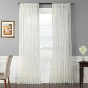 Solid Off White Extra Wide Polyester Sheer Curtain