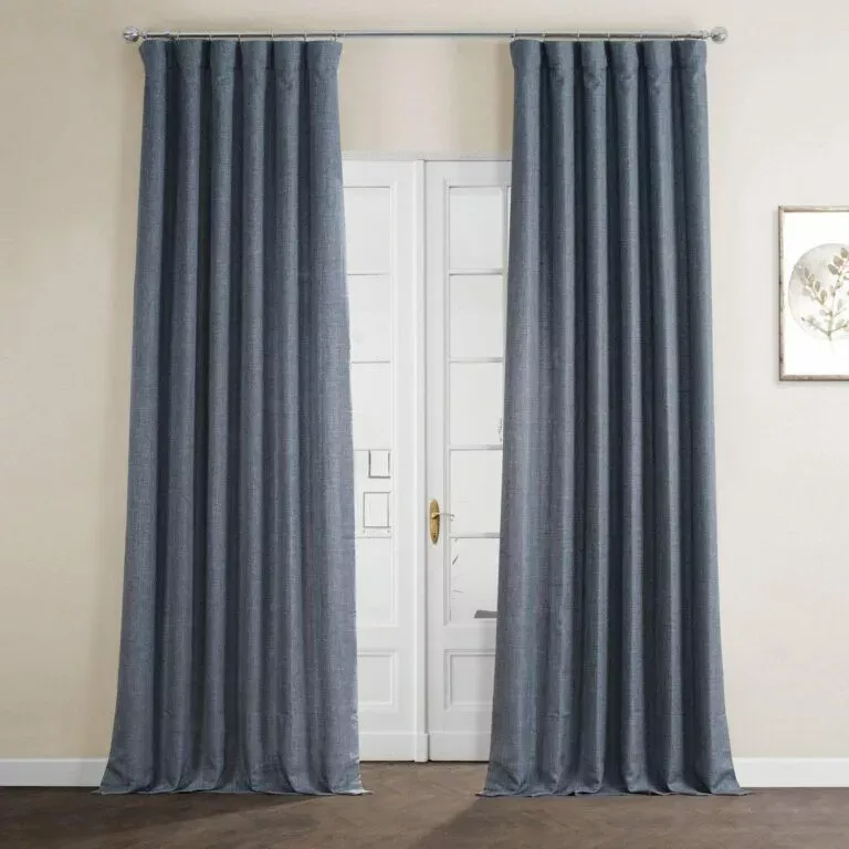 Sweden Blue Italian Faux Linen Room Darkening Curtain