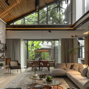 Architecturally Stunning Living Room with Loft Features