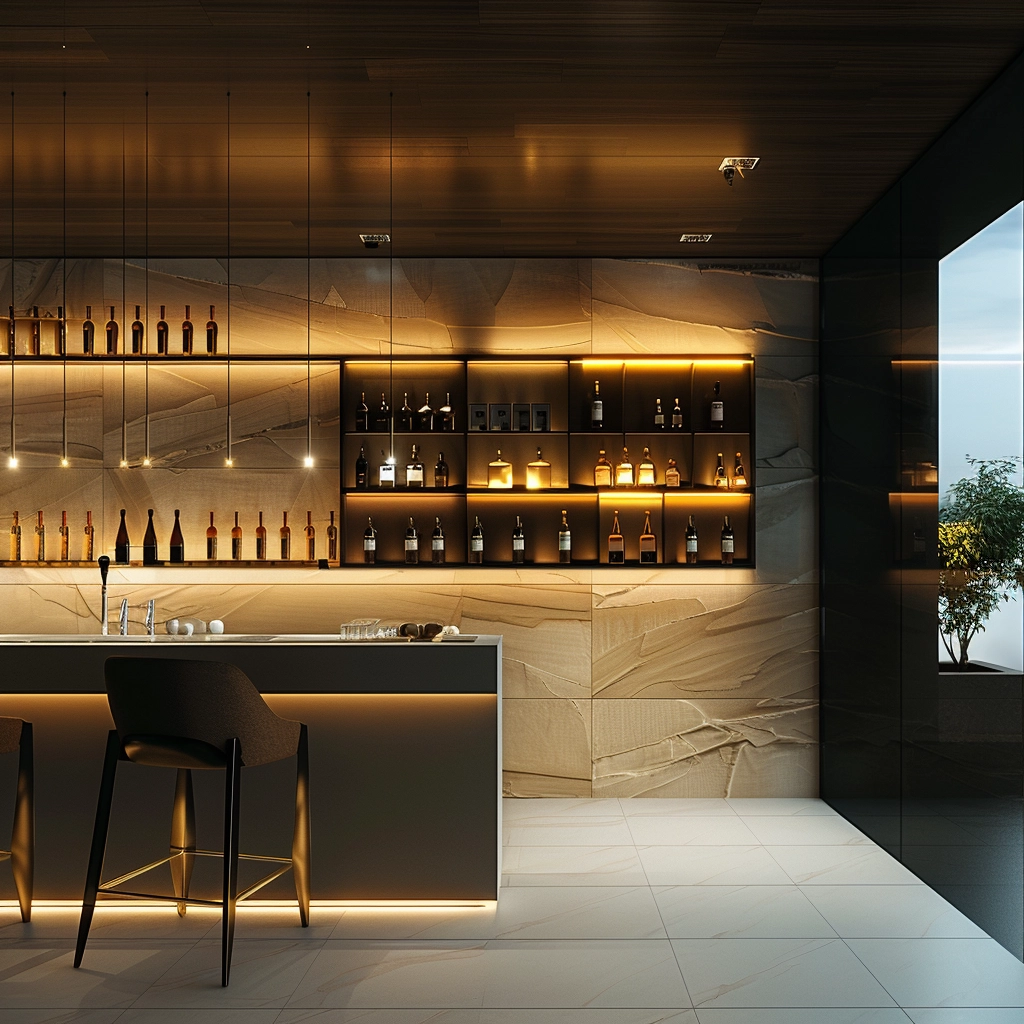 Ambient Wooden Accent Bar Design Inspiration