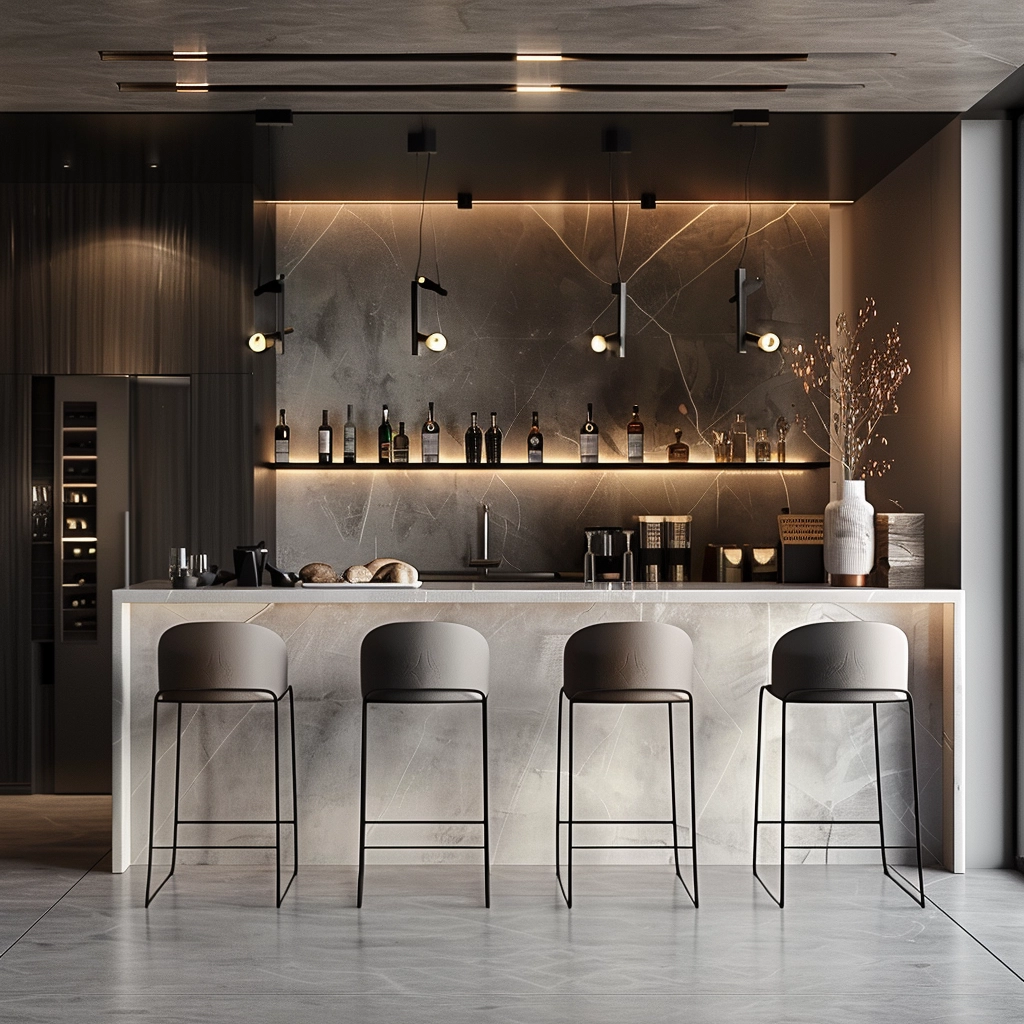 Contemporary Bar With Artistic Touches