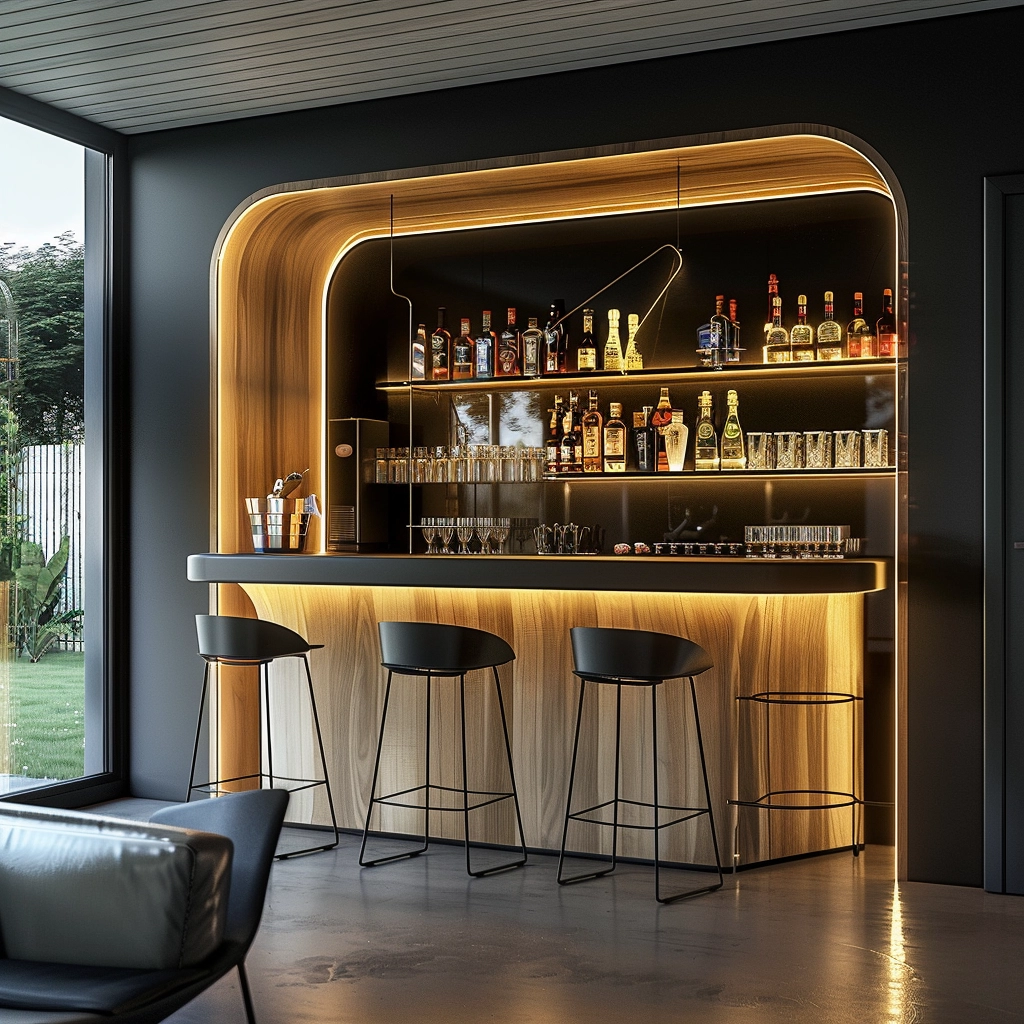 Curved Wooden Bar Design Inspiration