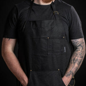 Black Canvas Kitchen Apron with Pockets