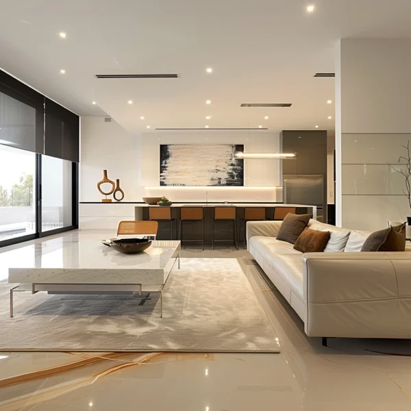 Chic Minimalist Living and Dining Area
