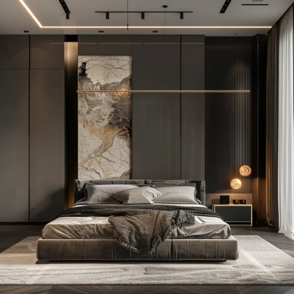Elegant Stone Accent Bedroom