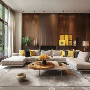 Luxurious Wood-Paneled Living Room