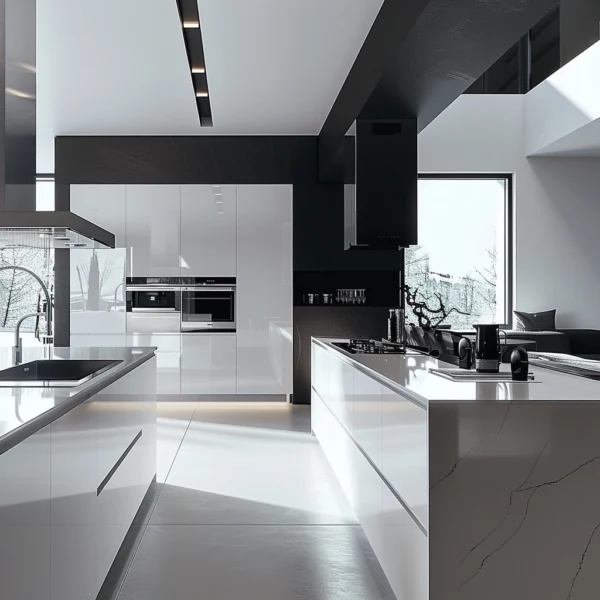 Monochrome Kitchen with a View
