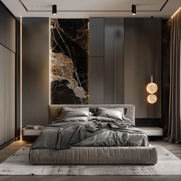 Opulent Black Marble Bedroom