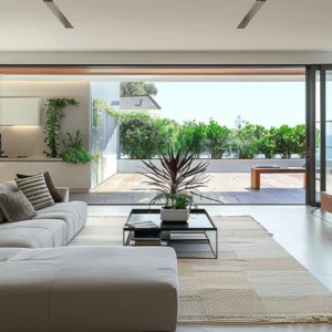 Serene Coastal Living Room Overlooking the Sea