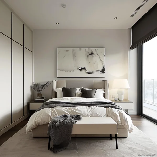 Serene Monochromatic Bedroom