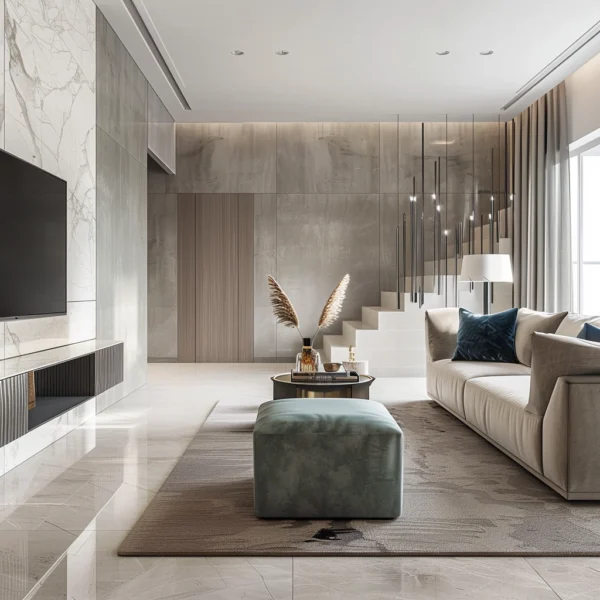 Sleek Living Room with Art Deco