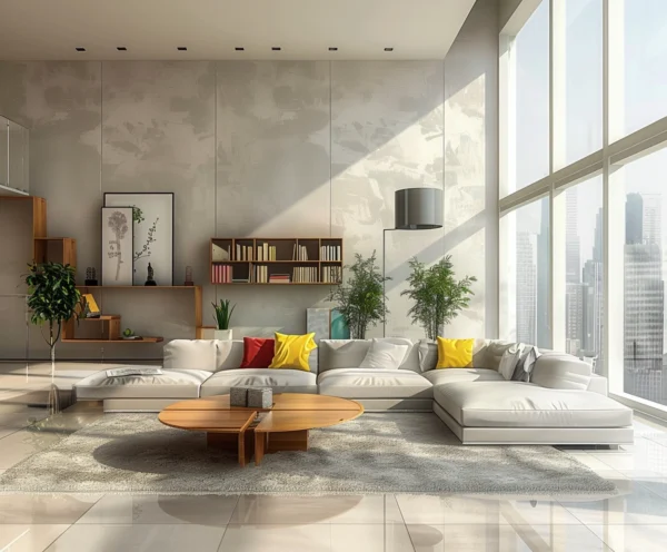 Sunlit High-rise Living Room