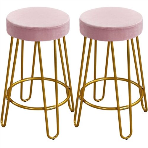 2PCS Counter Stools Velvet Kitchen Stools Fabric Dining Chairs,26.5
