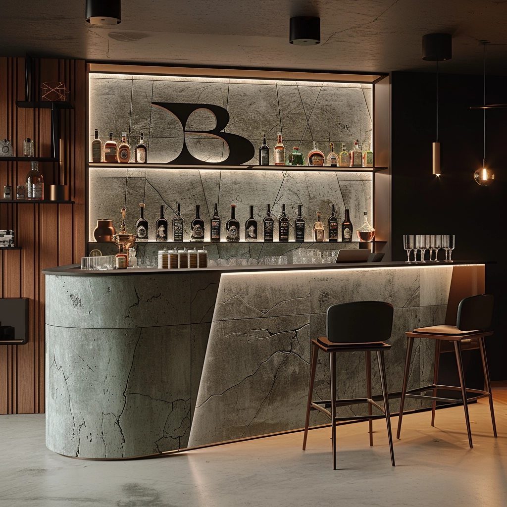 Modern Marble Bar with Artistic Flair