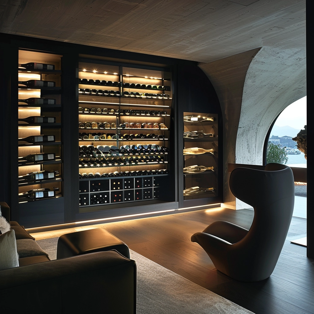 Modern Wine Cellar with Ocean View