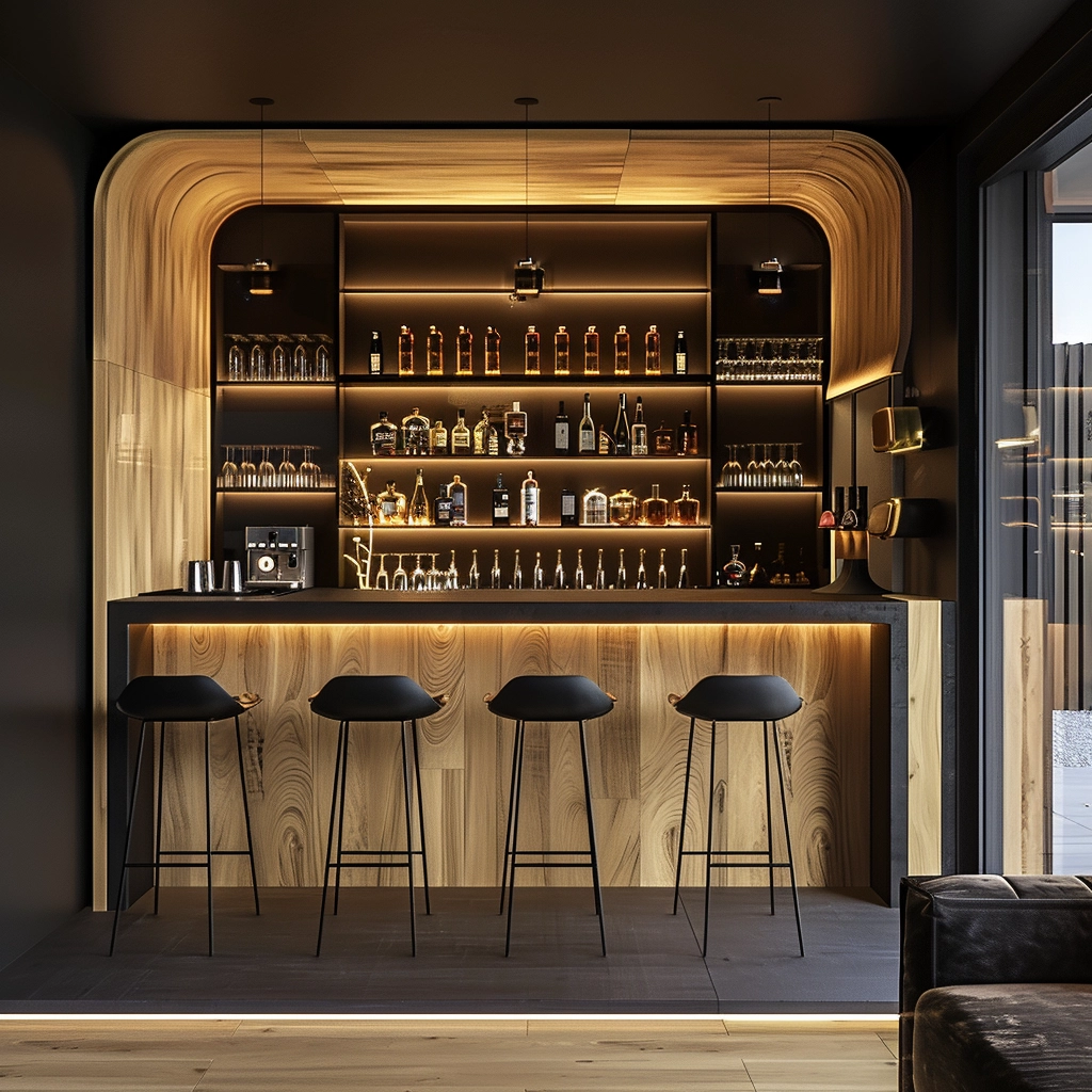 Stylish Wooden Home Bar