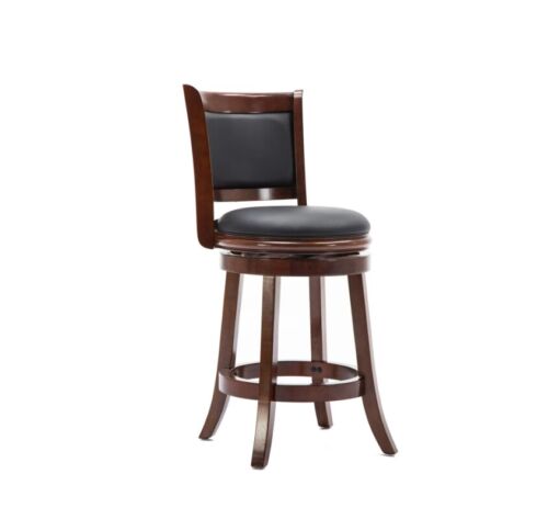 24'' Augusta Counter Height High Back Swivel Wood Counter Stool, Cherry Finish