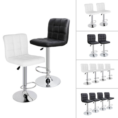 2PCS/4PCS Adjustable Bar Stools PU Leather Dinning Chair with Back White/Black