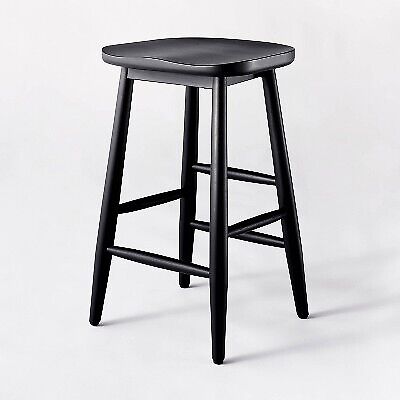 All Wood Backless Counter Height Barstool Black - Threshold