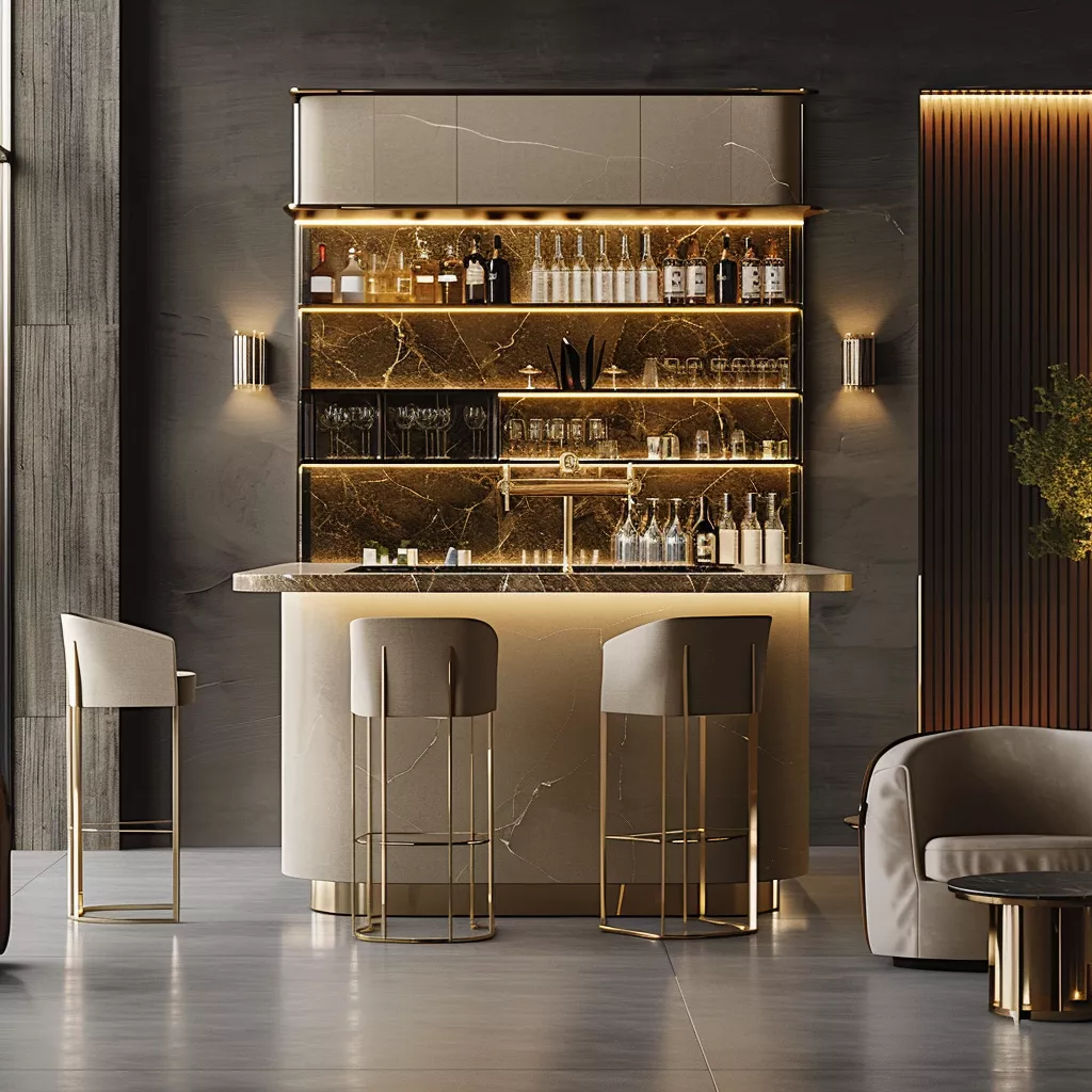 Chic Marble and Gold Bar Design