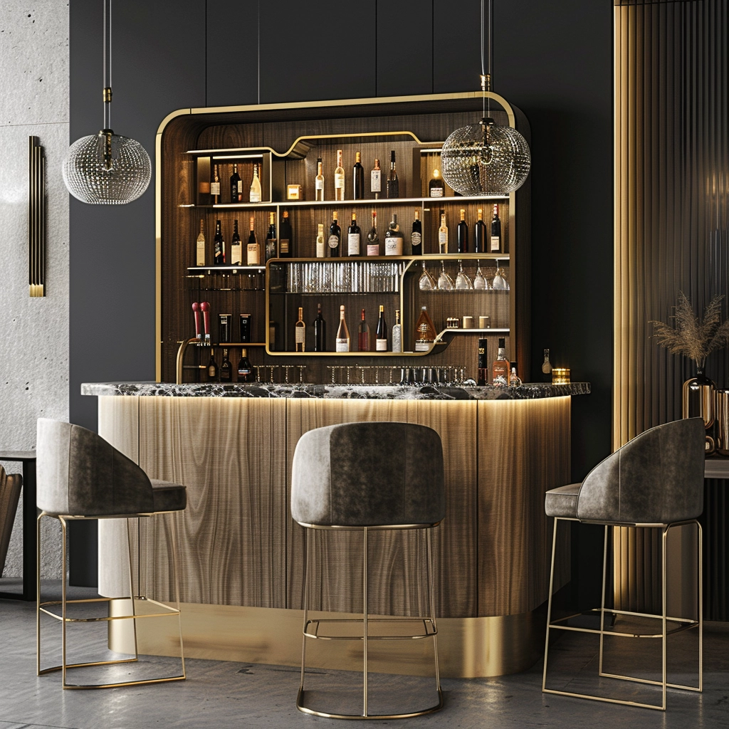 Glamorous Gold-Accented Bar Design