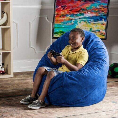 Jaxx 4' Cocoon Jr. Bean Bag Chair with Removable Microsuede Cover - Blueberry
