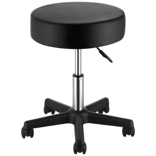 VEVOR Round Rolling Stool Swivel Stool with Wheels PU Leather Height Adjustable