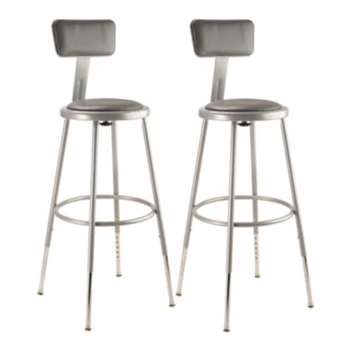 National Public Seating 24.5 to 32.5-In Stool with Backrest Gray 2-Pack